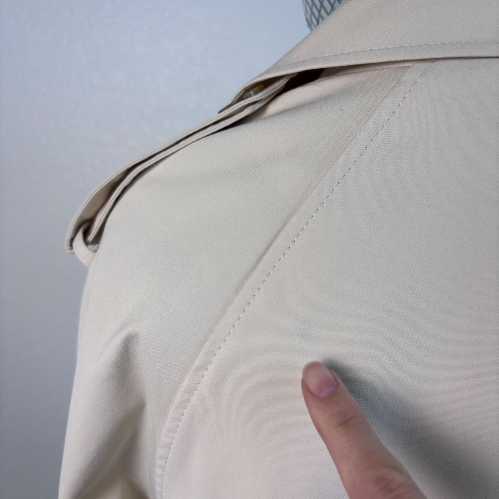 ATTENTIF PARIS Cropped Double Breasted Trench Jacket Beige, Size M, Cotton Blend - Picture 7 of 16